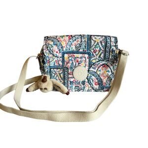 Kipling Paisley Bandana Blue Patchwork Print Crossbody